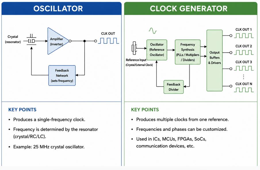 Working Principle of Oscillators and Clock Generators